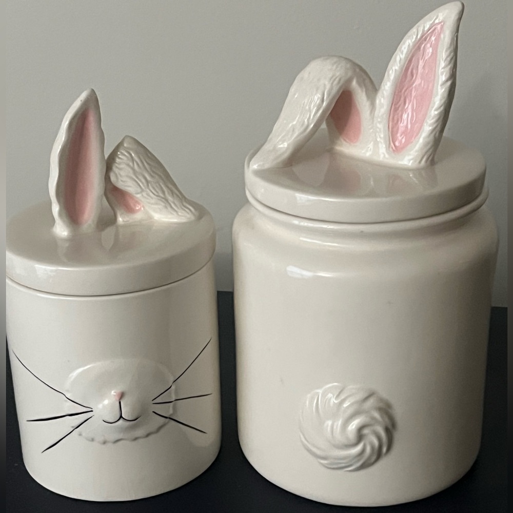 Rae Dunn Whimsy Home by Magenta 3 dimensional Bunny Ears Canisters